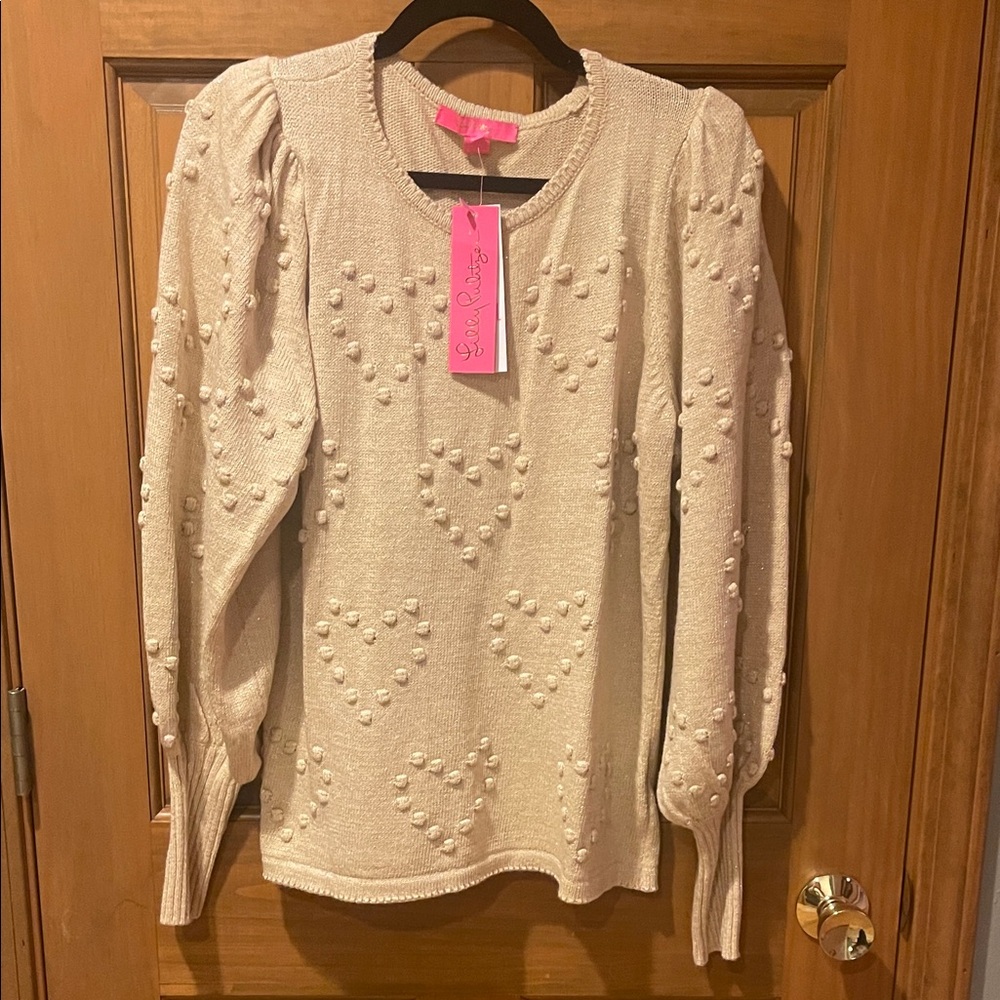 Lilly Pulitzer heathered sand bar Heart Textured Sweatshirt